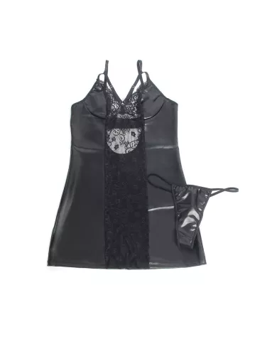 SUBBLIME - 957520 ROBE EN CUIR AVEC DENTELLE FLORALE NOIRE S/M