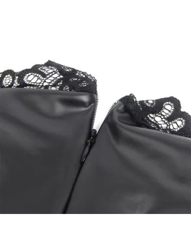 SUBBLIME - 957544 ROBE EN CUIR COL DENTELLE NOIRE S/M