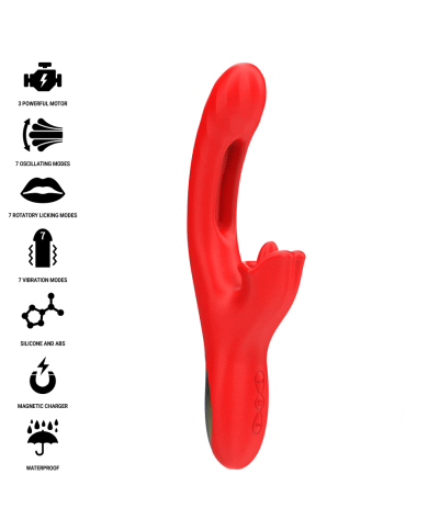 INTENSE - JESSICA VIBRATEUR MULTIFONCTION STIMULATION CLITORIS 24,8 CM ROUGE