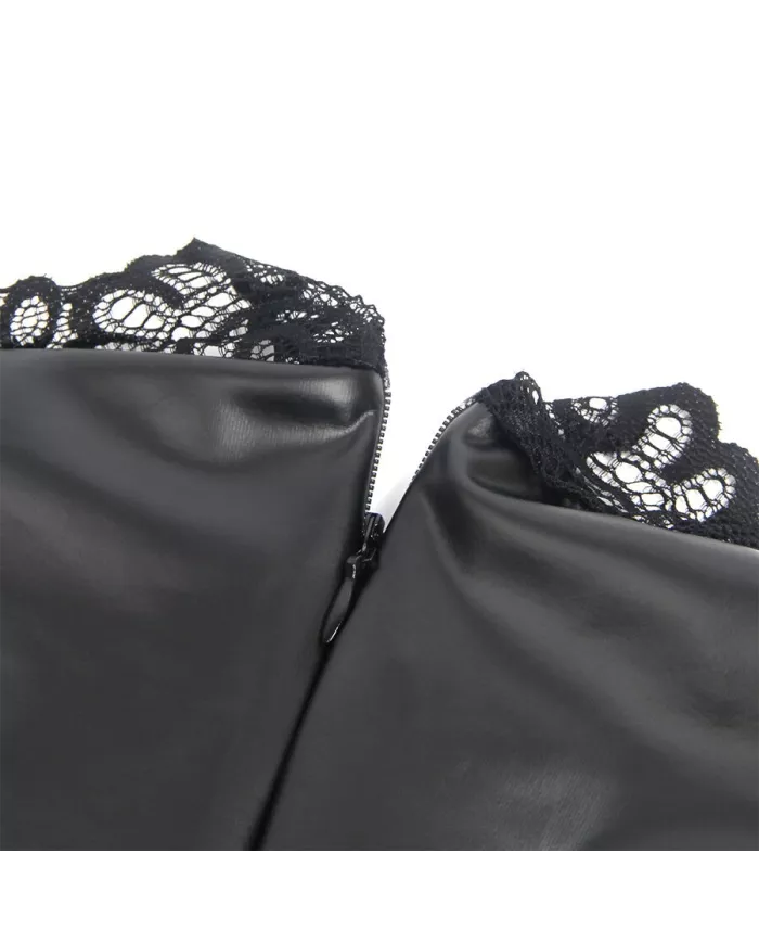 SUBBLIME - 957551 ROBE EN CUIR COL DENTELLE NOIR L/XL