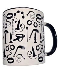 DIABLO PICANTE - TASSE BONDAGE BLANCHE AVEC ANSE NOIRE 370 ML