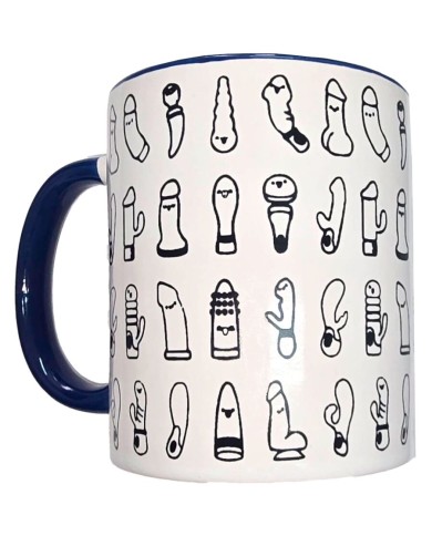 DIABLO PICANTE - TASSE VIBRANTE BLANCHE AVEC ANSE BLEUE 370 ML