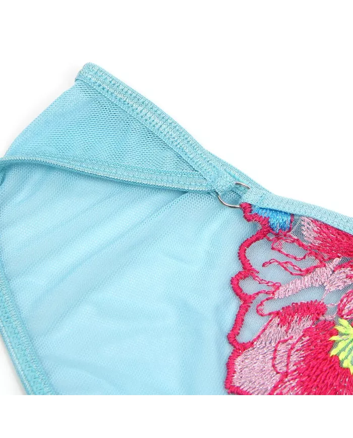 SUBBLIME - 957650 ENSEMBLE SOUTIEN-GORGE ET PORTE-JARRETELLES BRODÉ FLEURS ROSE L/XL