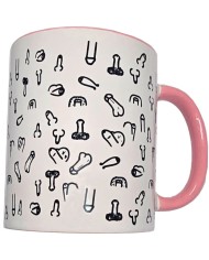 DIABLO PICANTE - TASSE PÉNIS BLANC AVEC ANSE ROSE 370 M