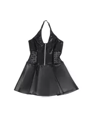 SUBBLIME - 957711 ROBE EN CUIR À FERMETURE ÉCLAIR EN DENTELLE NOIRE L/XL