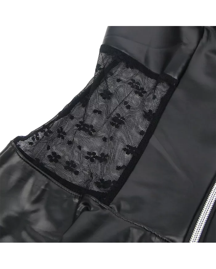 SUBBLIME - 957711 ROBE EN CUIR À FERMETURE ÉCLAIR EN DENTELLE NOIRE L/XL