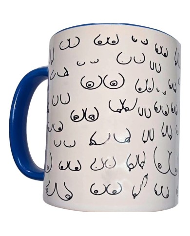 DIABLO PICANTE - MUG SEINS BLANCS AVEC ANSE BLEUE 370 ML