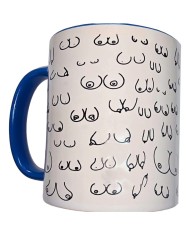 DIABLO PICANTE - MUG SEINS BLANCS AVEC ANSE BLEUE 370 ML