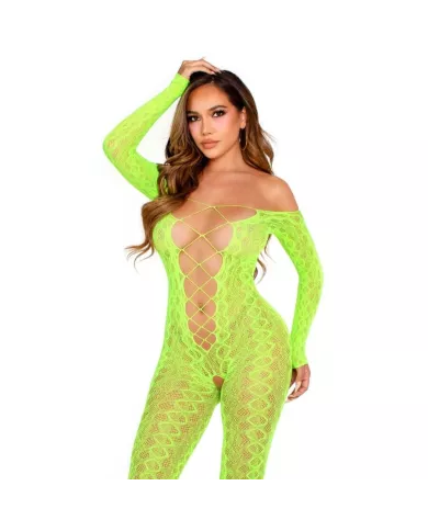 LEG AVENUE - BODYSTOCKING SANS FOURCHE EN DENTELLE SERPENT EXOTIQUE VERT FLUO LEG AVENUE - BODYSTOCKING SANS FOURCHE EN DENTELLE SERPENT EXOTIQUE VERT FLUO