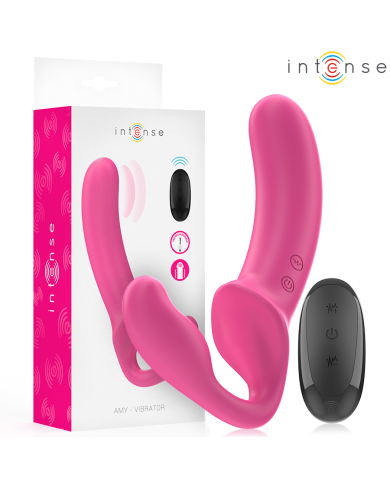 INTENSE - AMY DOUBLE VIBRATEUR 20 CM ROSE TÉLÉCOMMANDE