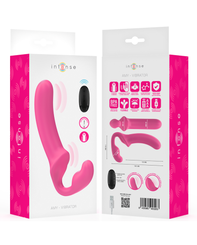 INTENSE - AMY DOUBLE VIBRATEUR 20 CM ROSE TÉLÉCOMMANDE