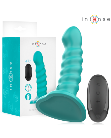 INTENSE - BUFFY VIBRATEUR TAILLE S DESIGN SPIRALE 10 VIBRATIONS TÉLÉCOMMANDE BLEUE