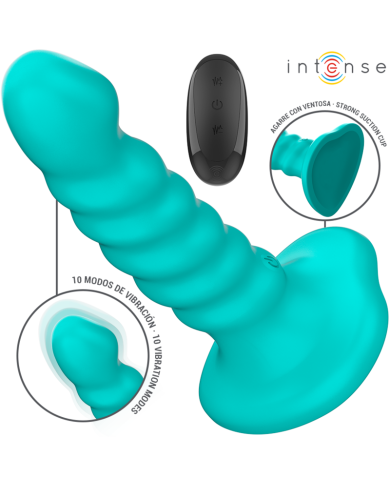 INTENSE - BUFFY VIBRATEUR TAILLE S DESIGN SPIRALE 10 VIBRATIONS TÉLÉCOMMANDE BLEUE