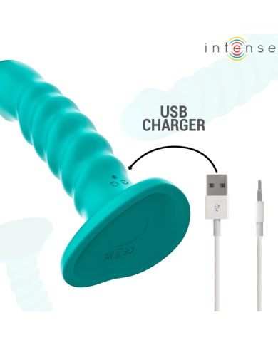 INTENSE - BUFFY VIBRATEUR TAILLE S DESIGN SPIRALE 10 VIBRATIONS TÉLÉCOMMANDE BLEUE