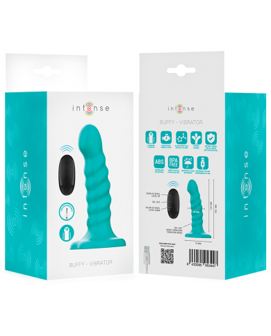 INTENSE - BUFFY VIBRATEUR TAILLE S DESIGN SPIRALE 10 VIBRATIONS TÉLÉCOMMANDE BLEUE