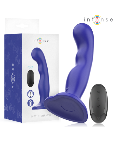 INTENSE - SHORTY VIBRATEUR AVEC VENTOUSE TÉLÉCOMMANDE BLEUE