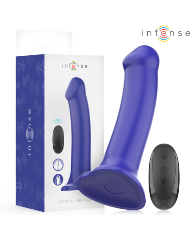INTENSE - VICTORIA VIBRATEUR AVEC VENTOUSE 10 VIBRATIONS BLEU FONCÉ TÉLÉCOMMANDE