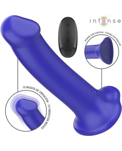 INTENSE - VICTORIA VIBRATEUR AVEC VENTOUSE 10 VIBRATIONS BLEU FONCÉ TÉLÉCOMMANDE
