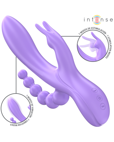 INTENSE - MIKO TRIPLE VIBRATEUR LAPIN & STIMULATEUR & ANAL 7 VIBRATIONS VIOLET