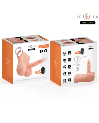 INTENSE DEEP TOUCH - TORSE DAMIEN AVEC GODE RÉALISTE AVEC FONCTION DE POUSSÉE ET DE VIBRATION, TÉLÉCOMMANDE, 3,5 KG