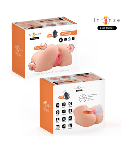 INTENSE DEEP TOUCH - MASTURBATEUR VAGINAL GINGER AVEC SUCCION, CHALEUR, VIBRATION ET EFFETS VOCAUX, TÉLÉCOMMANDE INCLUSE, 5,3 KG