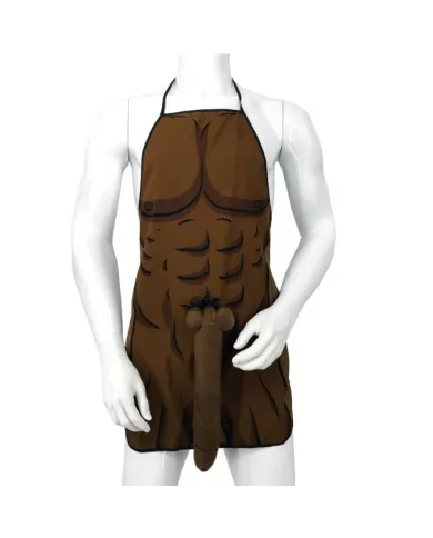 DIABLO PICANTE - TABLIER MUSCLÉ AVEC PÉNIS 3D EN TON MARRON