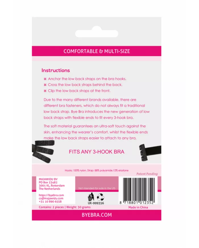 BYE-BRA - ADAPTATEUR DE SOUTIEN-GORGE À DOS OUVERT NOIR & BLANC