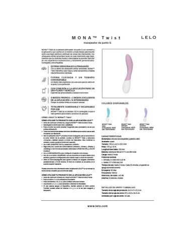 LELO - MONA TWIST VIBRATEUR POINT G RECHARGEABLE CONTRÔLÉ PAR APPLICATION LAVANDE