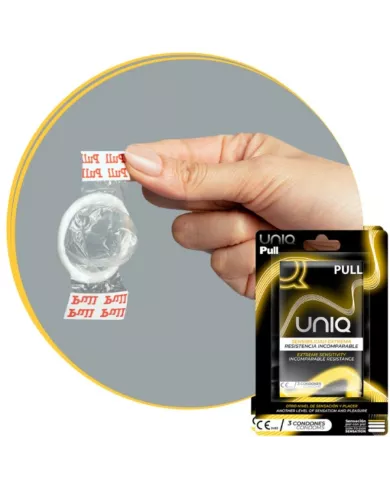 UNIQ - PRÉSERVATIFS SANS LATEX AVEC BANDES PULL 3 UNITÉS