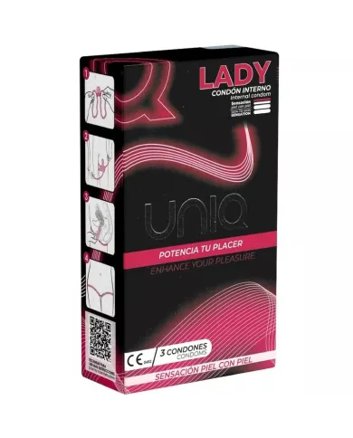 UNIQ - LADY CONDOM PRÉSERVATIFS FÉMININS SANS LATEX AVEC PORTE-JARRETELLES 3 UNITÉS