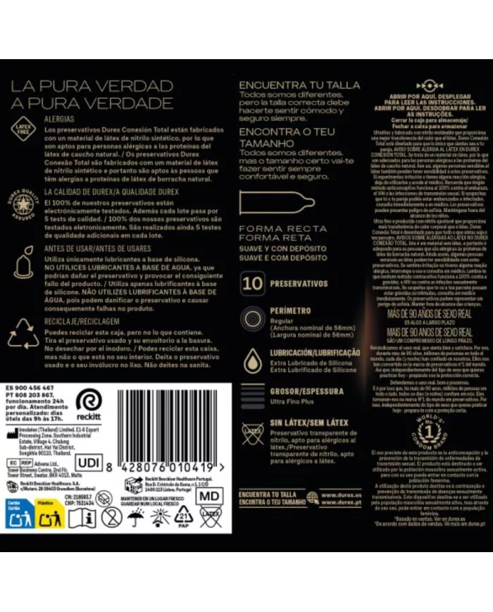 DUREX - CONNEXION TOTALE ULTRA FINE PLUS SANS LATEX 10 UNITÉS DUREX - CONNEXION TOTALE ULTRA FINE PLUS SANS LATEX 10 UNITÉS