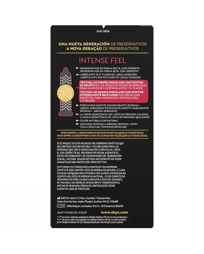 SKYN - PRÉSERVATIF TEXTURÉ À LA SENSATION INTENSE AVEC UN DESIGN ONDULÉ 10 UNITÉS