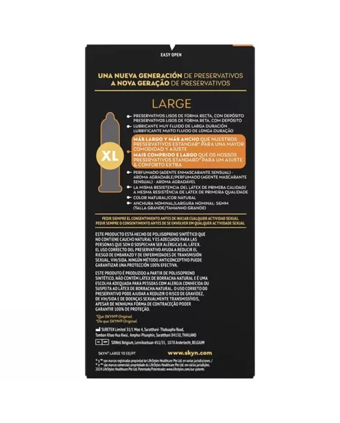 SKYN - GRANDS PRÉSERVATIFS À AJUSTEMENT SUPPLÉMENTAIRE 10 UNITÉS