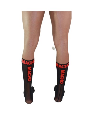 MACHO - CHAUSSETTES FINES TAILLE UNIQUE NOIR/ROUGE