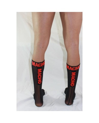 MACHO - CHAUSSETTES FINES TAILLE UNIQUE NOIR/ROUGE