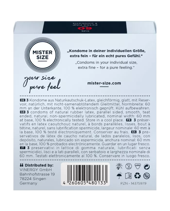 MISTER SIZE - PRÉSERVATIF TAILLE XL 60 MM (3 UNITÉS) MISTER SIZE - PRÉSERVATIF TAILLE XL 60 MM (3 UNITÉS)