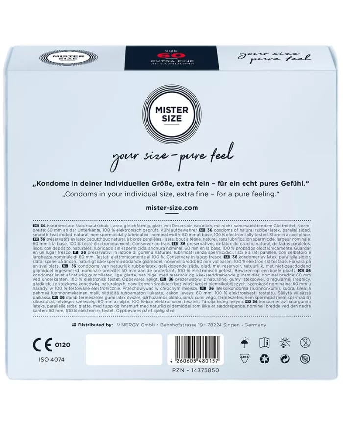 MISTER SIZE - PRÉSERVATIF TAILLE XL 60 MM (36 UNITÉS) MISTER SIZE - PRÉSERVATIF TAILLE XL 60 MM (36 UNITÉS)