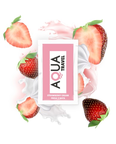 AQUA TRAVEL - LUBRIFIANT À BASE D'EAU SAVEUR CRÈME DE FRAISE 6 ML