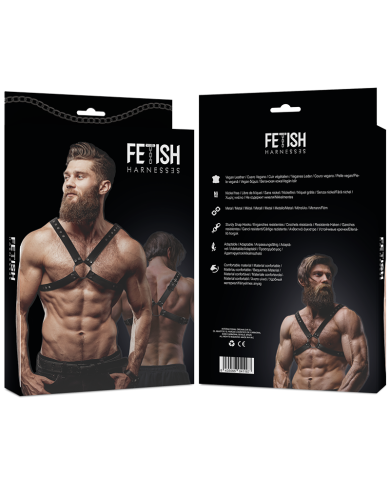 FETISH SUBMISSIVE ATTITUDE - HARNAIS EN CUIR ÉCOLOGIQUE POUR HOMMES AVEC POITRINE CROISÉE