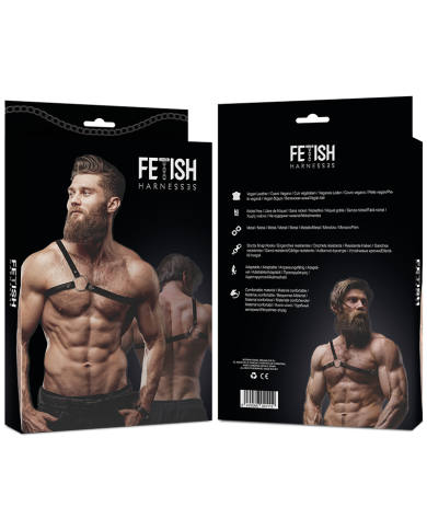 FETISH SUBMISSIVE - HARNAIS EN CUIR ÉCOLOGIQUE POUR HOMMES ÉPAULES CROISÉES ATTITUDE