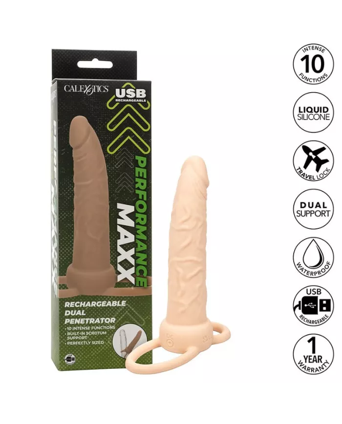 CALEXOTICS - PERFORMANCE MAXX RECHARGEABLE DOUBLE PÉNÉTRATEUR PEAU CLAIRE CALEXOTICS - PERFORMANCE MAXX RECHARGEABLE DOUBLE PÉNÉTRATEUR PEAU CLAIRE