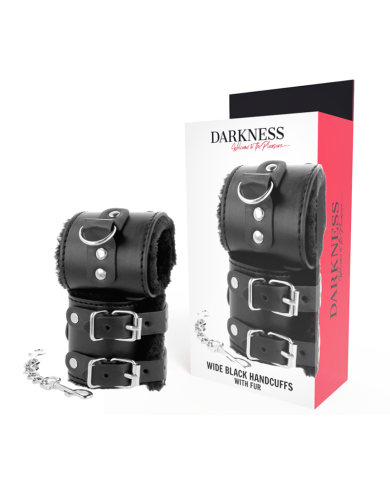 DARKNESS - MENOTTES AJUSTABLES EN CUIR NOIR AVEC DOUBLURE