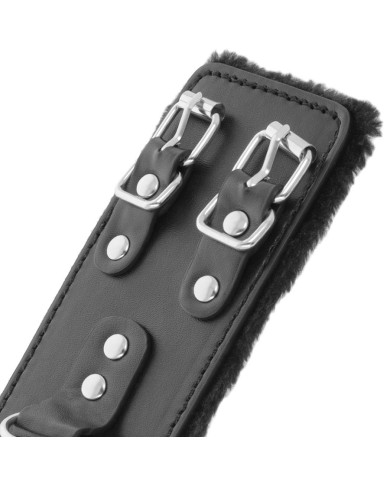 DARKNESS - MENOTTES AJUSTABLES EN CUIR NOIR AVEC DOUBLURE