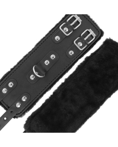 DARKNESS - MENOTTES AJUSTABLES EN CUIR NOIR AVEC DOUBLURE