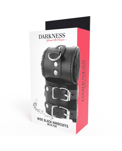 DARKNESS - MENOTTES AJUSTABLES EN CUIR NOIR AVEC DOUBLURE