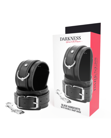 DARKNESS - MENOTTES RÉGLABLES NOIRES AVEC DOUBLE RUBAN DE RENFORT