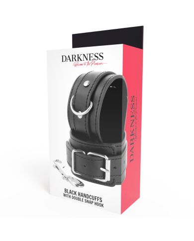DARKNESS - MENOTTES RÉGLABLES NOIRES AVEC DOUBLE RUBAN DE RENFORT