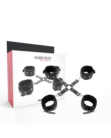 DARKNESS - MENOTTES EN CUIR POUR PIEDS ET MAINS NOIR