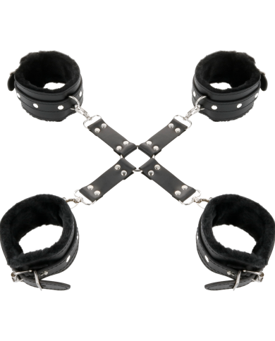 DARKNESS - MENOTTES EN CUIR POUR PIEDS ET MAINS NOIR
