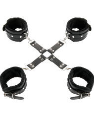 DARKNESS - MENOTTES EN CUIR POUR PIEDS ET MAINS NOIR